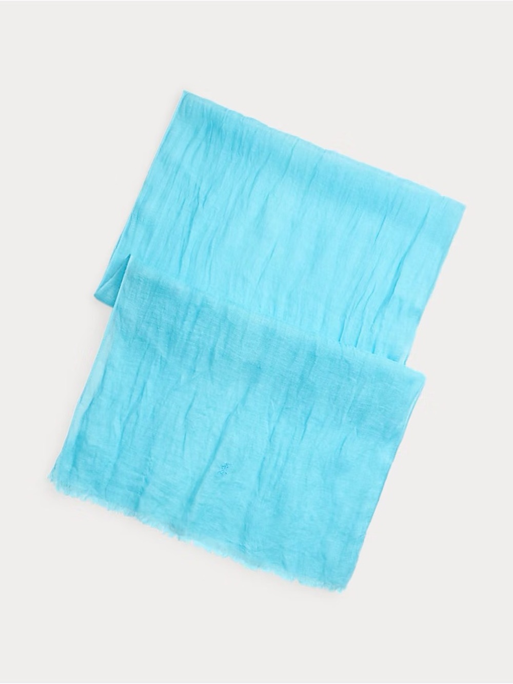 Ralph Lauren Perfect Turquoise Lightweight Linen Scarf 72x20 Fringe
